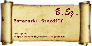 Baranszky Szeráf névjegykártya